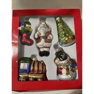 Northlight 5ct Holiday Santa and Snowman Figurine Glass Ornament Set 1"-3.5"